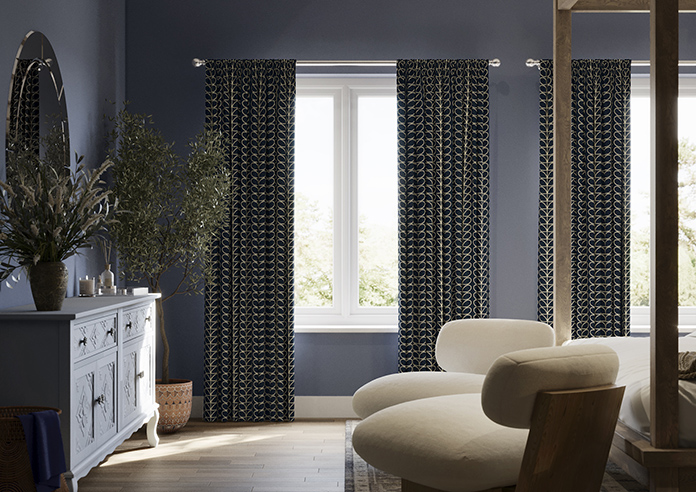 Orla Kiely Linear Stem, Navy Whale - Made to Measure Curtains - Image 3
